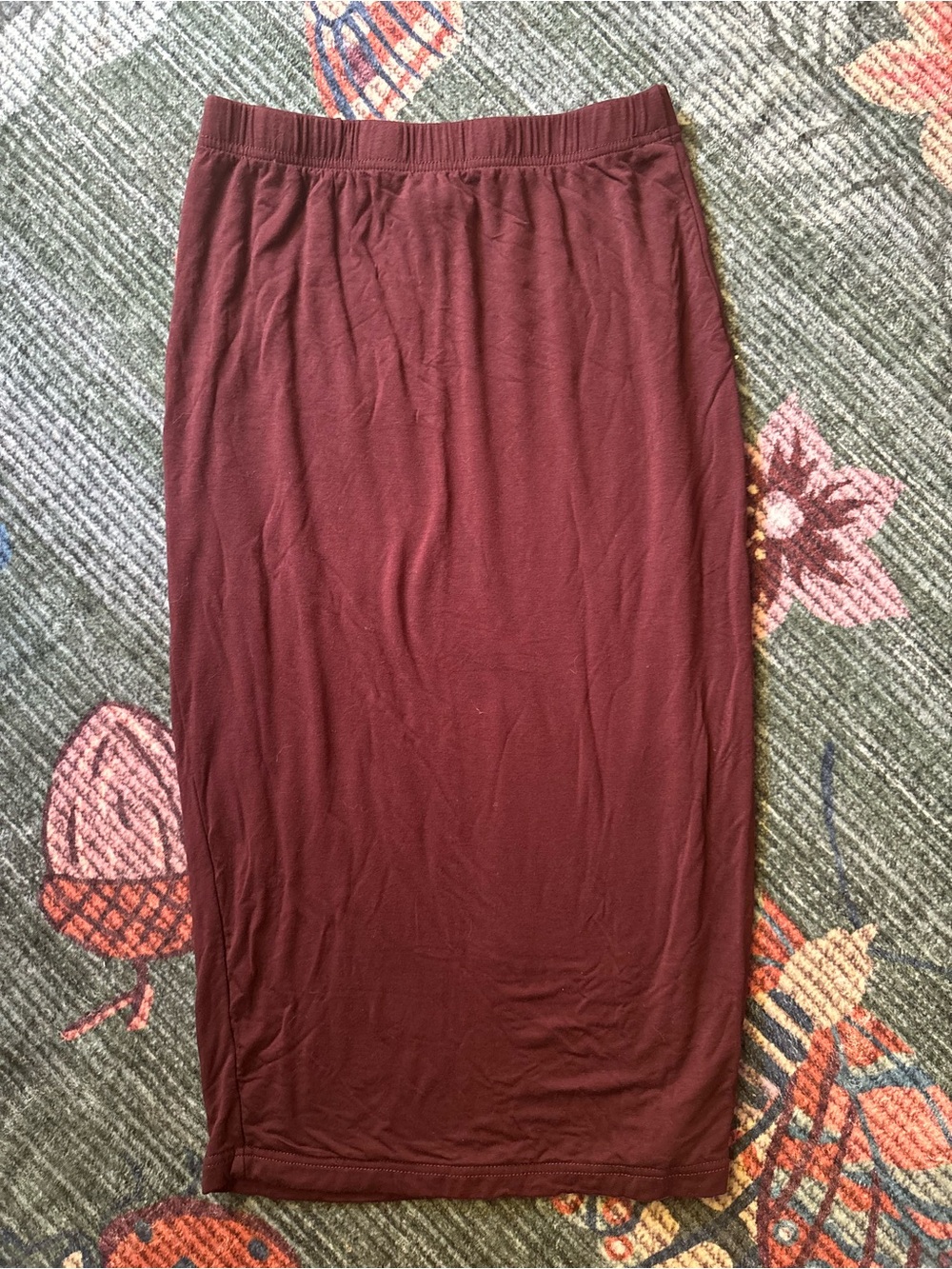 SHEIN Burgundy Pencil Midi Skirt